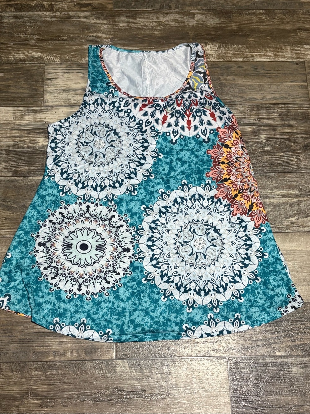 Sleeveless Teal Medallion Print Tank Top